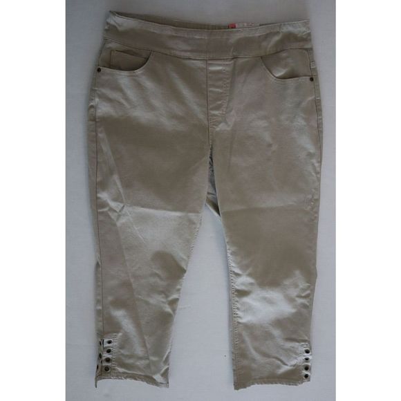 Westbound Women's Sz 14 Khaki/Beige The Park Ave Fit Mid-Rise Pull On Capris - Picture 1 of 7